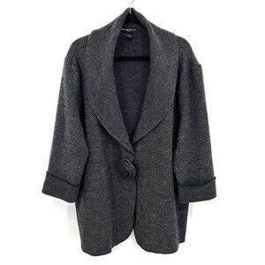 AVELLINI Vintage 100% Wool Chevron Flower Snap Button Cardigan Sweater Size 3X
